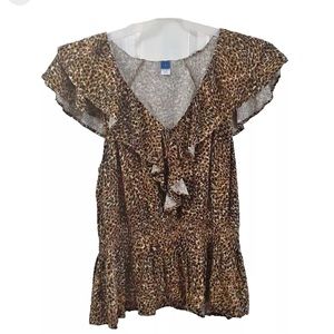 NWT✨Old Navy Flutter sleeve leopard print top🐆